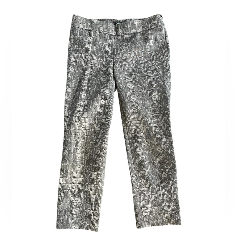 WORTH New York Taupe Brown Side Zip Ankle Pants Stretch Classic Patterned Size 2